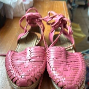 Mexican Pink Leather Women's Sandals